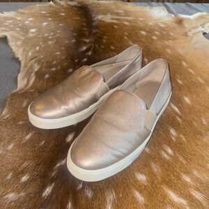 Vince Metallic Champagne Slip-On Sneakers